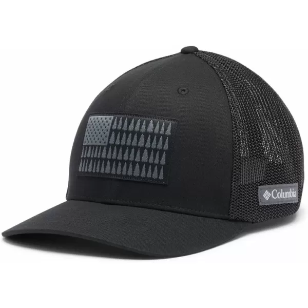 Columbia UnisexAdult Tree Flag Mesh Ball Cap  High CrownBlack