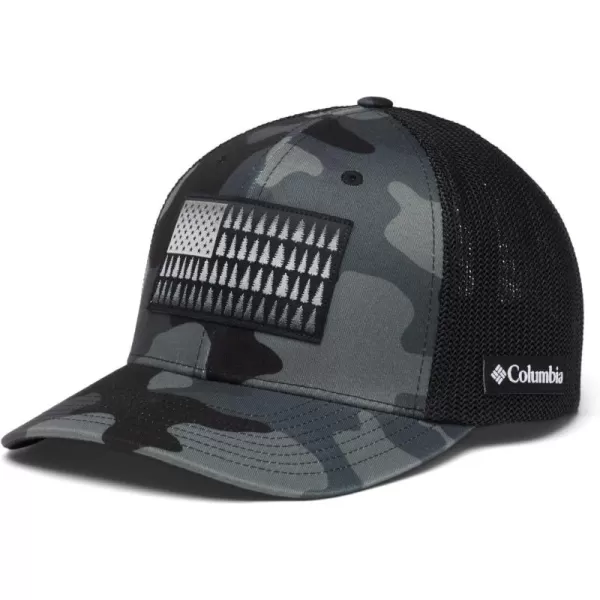 Columbia UnisexAdult Tree Flag Mesh Ball Cap  High CrownBlack Mod Camo