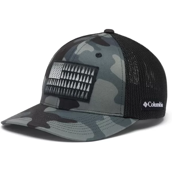 Columbia UnisexAdult Tree Flag Mesh Ball Cap  High CrownBlack Mod Camo