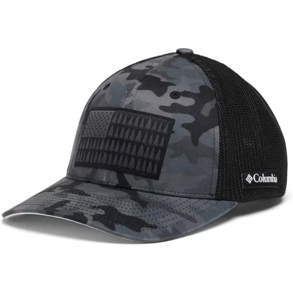 Columbia UnisexAdult Tree Flag Mesh Ball Cap  High CrownBlack Trad Camo