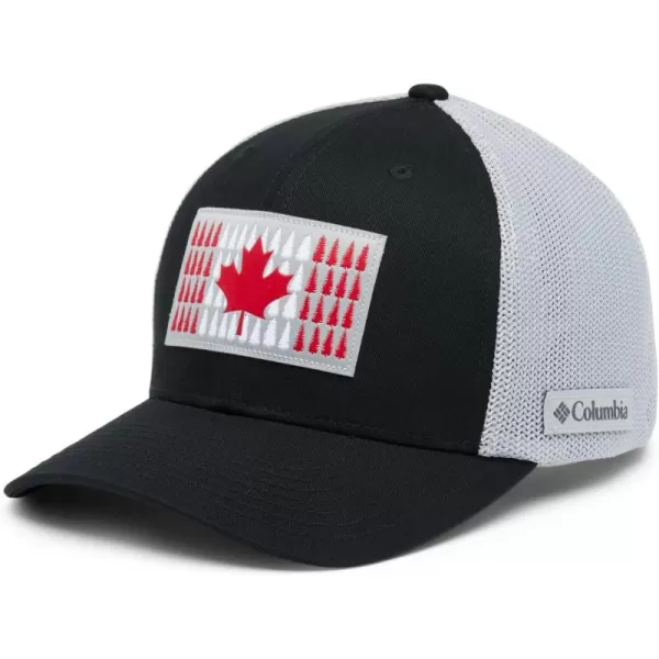 Columbia UnisexAdult Tree Flag Mesh Ball Cap  High CrownBlackColumbia GreyCanada Flag