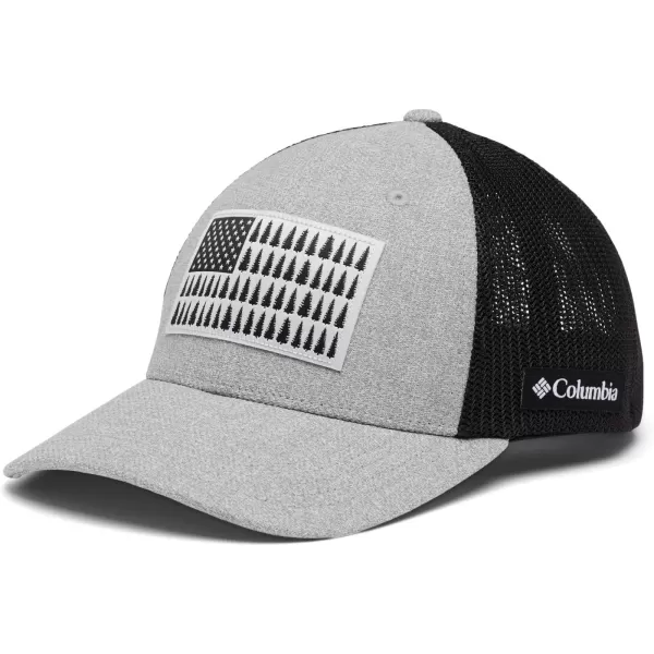 Columbia UnisexAdult Tree Flag Mesh Ball Cap  High CrownColumbia Grey HeatherBlack