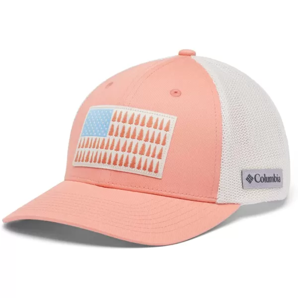 Columbia UnisexAdult Tree Flag Mesh Ball Cap  High CrownSummer PeachChalk