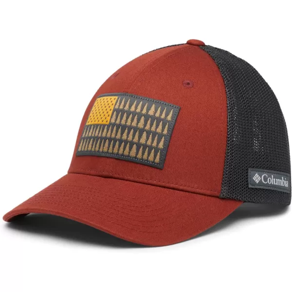 Columbia UnisexAdult Tree Flag Mesh Ball Cap  High CrownWarp Red  Shark