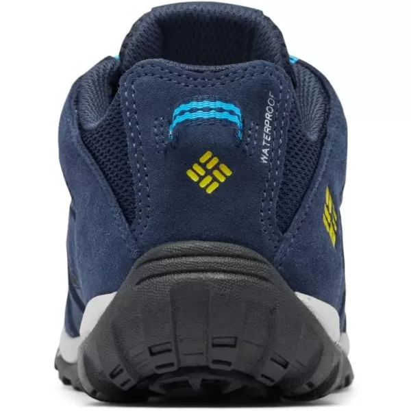 Columbia UnisexChild Childrens Redmond Waterproof Hiking ShoeCollegiate Navy Laser Lemon