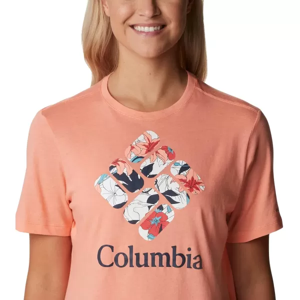 Columbia Womens Bluebird Day Relaxed Crew NeckCoral Reef HeatherLakeshore Flora