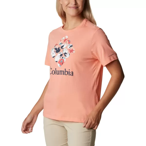 Columbia Womens Bluebird Day Relaxed Crew NeckCoral Reef HeatherLakeshore Flora