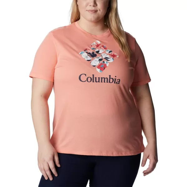 Columbia Womens Bluebird Day Relaxed Crew NeckCoral Reef HeatherLakeshore Flora