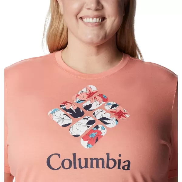 Columbia Womens Bluebird Day Relaxed Crew NeckCoral Reef HeatherLakeshore Flora