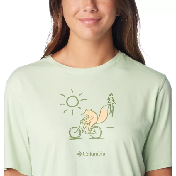 Columbia Womens Bluebird Day Relaxed Crew NeckSage Leaf HeatherFoxy Peddle