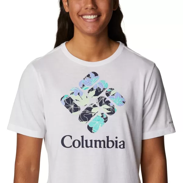 Columbia Womens Bluebird Day Relaxed Crew NeckWhiteLakeshore Flora