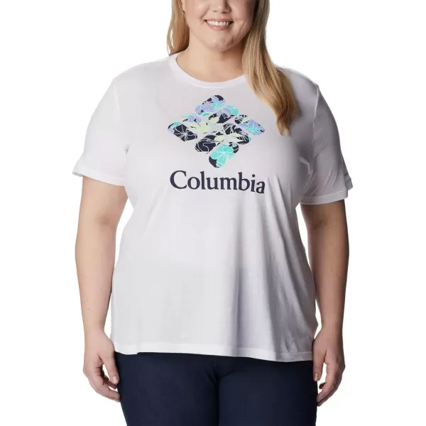 Columbia Womens Bluebird Day Relaxed Crew NeckWhiteLakeshore Flora