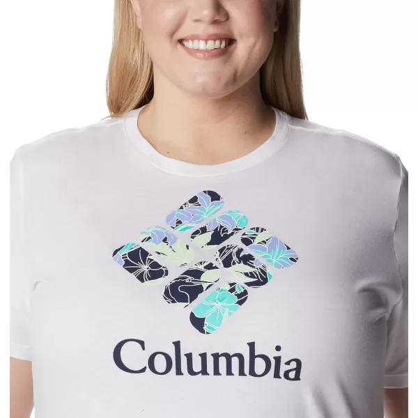 Columbia Womens Bluebird Day Relaxed Crew NeckWhiteLakeshore Flora