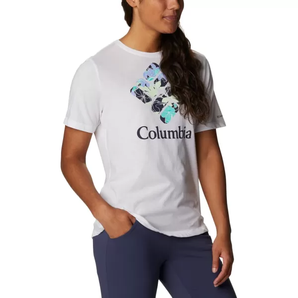 Columbia Womens Bluebird Day Relaxed Crew NeckWhiteLakeshore Flora