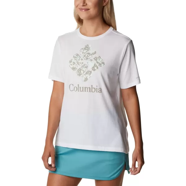 Columbia Womens Bluebird Day Relaxed Crew NeckWhiteStacked Dotty