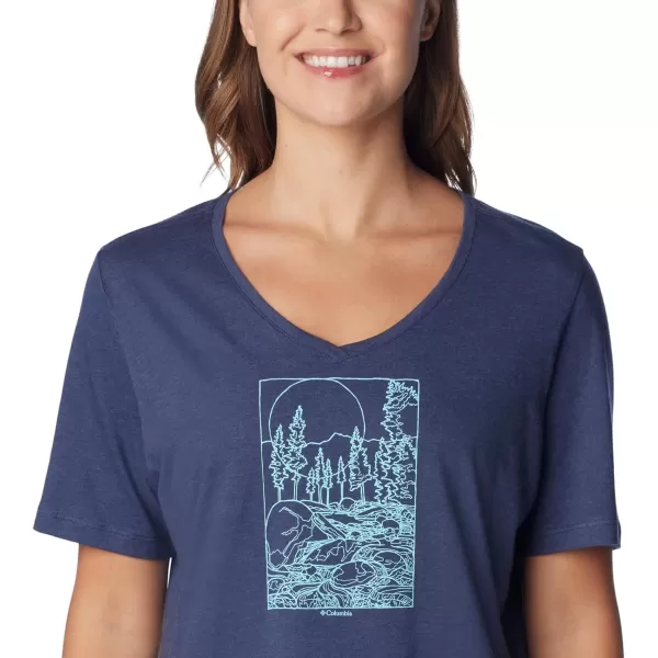 Columbia Womens Bluebird Day Relaxed V NeckNocturnal HeatherRocky Road