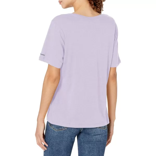 Columbia Womens Bluebird Day Relaxed V NeckPurple Tint HeatherJubilant Escape Grx