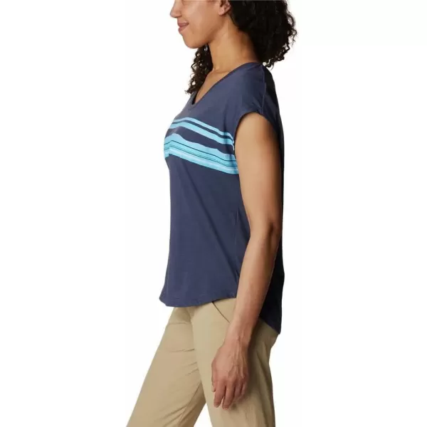 Columbia Womens Bluebird Days Modern Short Sleeve TeeNocturnal HeatherPeaceful Perspective Grx