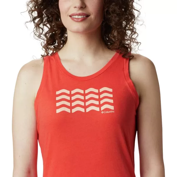 Columbia Womens Bluff Mesa Tank Top Lightweight Comfort StretchBright Poppy HeatherWavy Way