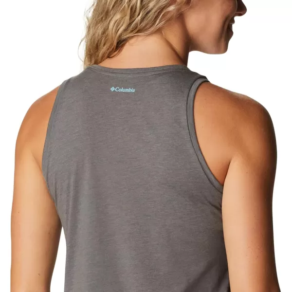 Columbia Womens Bluff Mesa Tank Top Lightweight Comfort StretchCharcoal HeatherFloral Leafscape