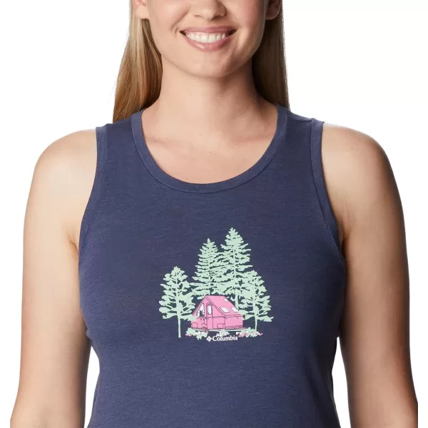 Columbia Womens Bluff Mesa Tank Top Lightweight Comfort StretchNocturnal HeatherBest Site Graphic