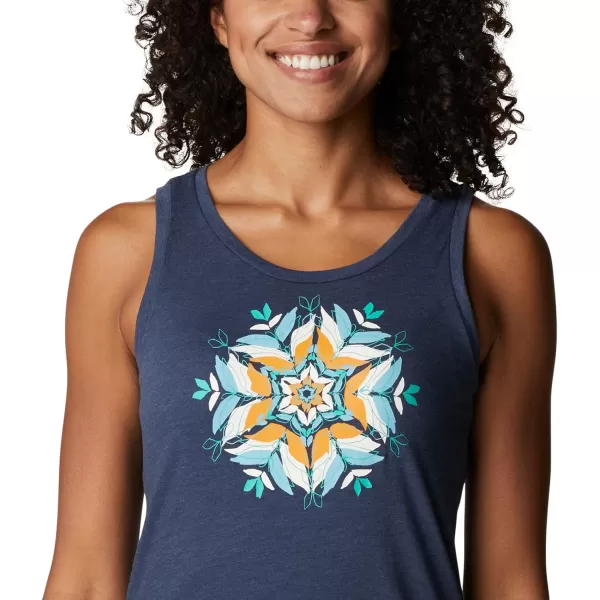 Columbia Womens Bluff Mesa Tank Top Lightweight Comfort StretchNocturnal HeatherFloral Leafscape