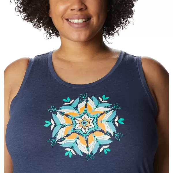 Columbia Womens Bluff Mesa Tank Top Lightweight Comfort StretchNocturnal HeatherFloral Leafscape