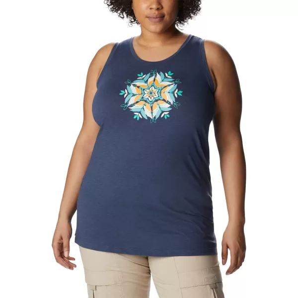 Columbia Womens Bluff Mesa Tank Top Lightweight Comfort StretchNocturnal HeatherFloral Leafscape