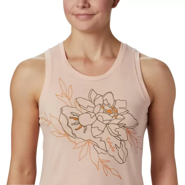 Columbia Womens Bluff Mesa Tank Top Lightweight Comfort StretchPeach Cloud HeatherFlower Power