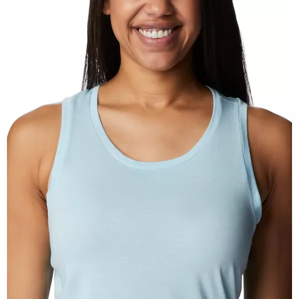 Columbia Womens Bluff Mesa Tank Top Lightweight Comfort StretchSpring Blue HeatherBlooming Lines Graphic