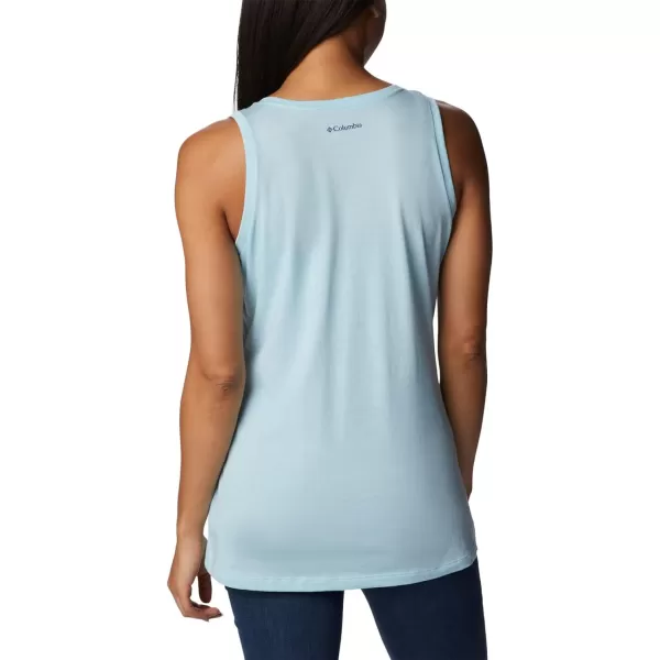 Columbia Womens Bluff Mesa Tank Top Lightweight Comfort StretchSpring Blue HeatherBlooming Lines Graphic