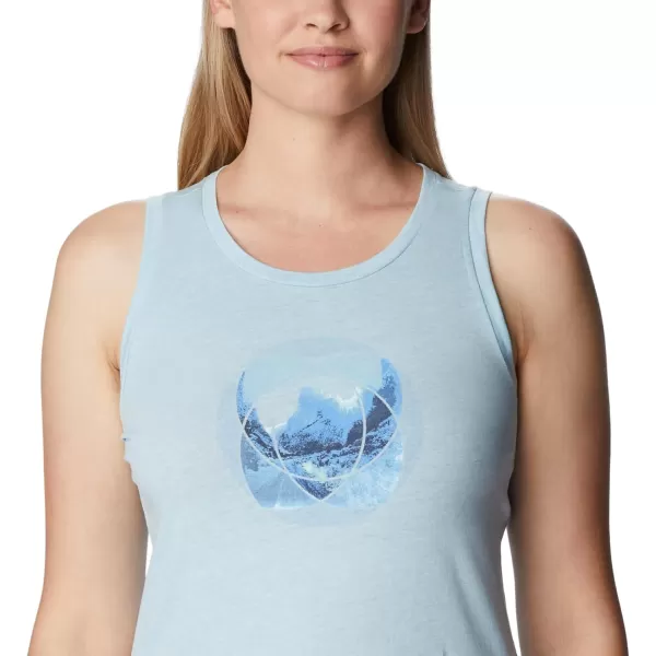 Columbia Womens Bluff Mesa Tank Top Lightweight Comfort StretchSpring Blue HeatherMindful Meditation Grx