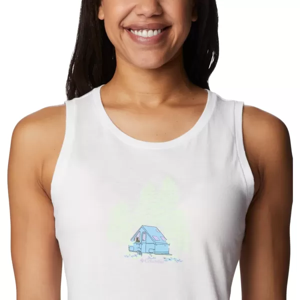 Columbia Womens Bluff Mesa Tank Top Lightweight Comfort StretchWhiteBest Site Graphic