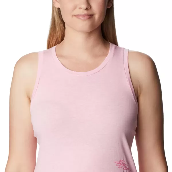 Columbia Womens Bluff Mesa Tank Top Lightweight Comfort StretchWild Rose HeatherBlooming Lines Graphic