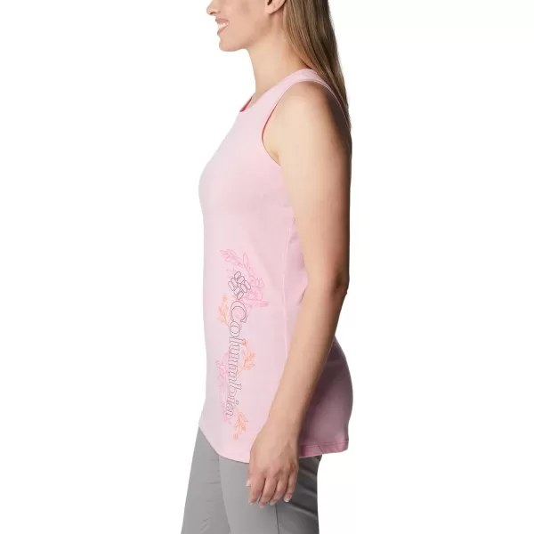 Columbia Womens Bluff Mesa Tank Top Lightweight Comfort StretchWild Rose HeatherBlooming Lines Graphic