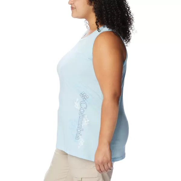 Columbia Womens Bluff Mesa TankSpring Blue HeatherBlooming Lines Graphic