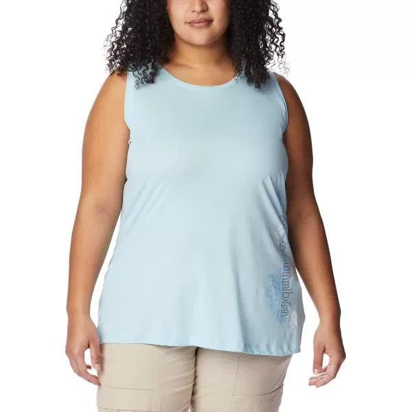 Columbia Womens Bluff Mesa TankSpring Blue HeatherBlooming Lines Graphic