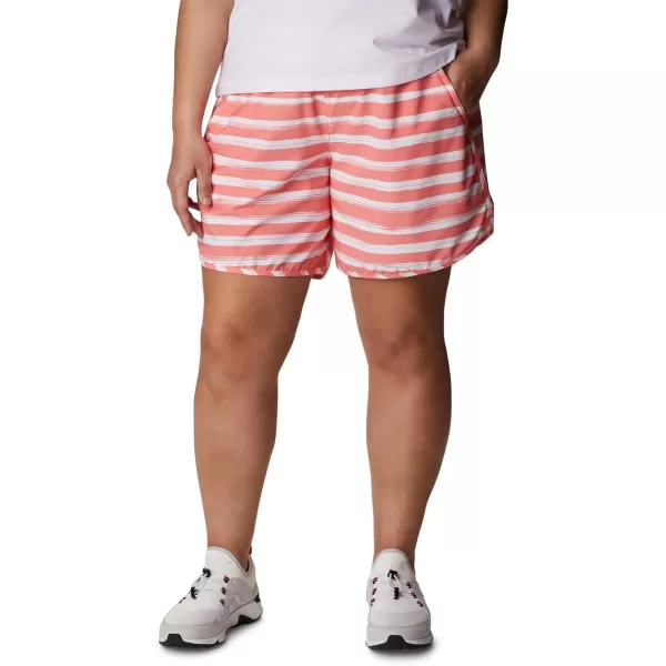 Columbia Womens Bogata Bay Stretch Printed ShortCoral Reef Brush Stripe