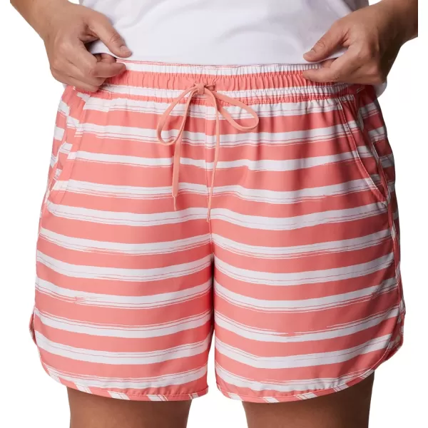 Columbia Womens Bogata Bay Stretch Printed ShortCoral Reef Brush Stripe