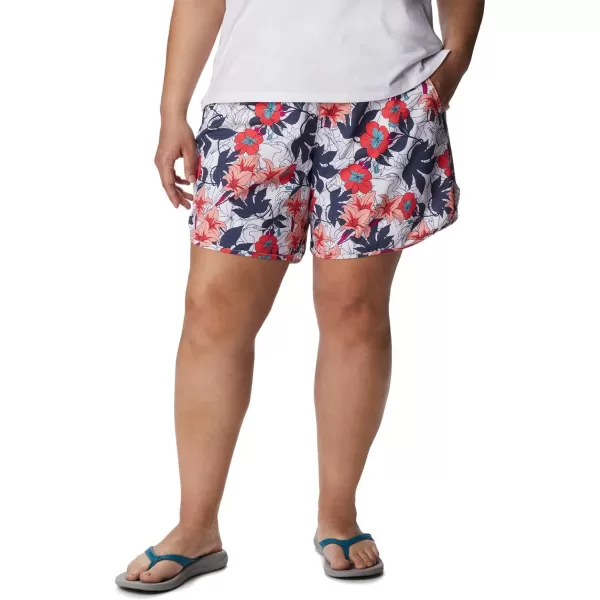 Columbia Womens Bogata Bay Stretch Printed ShortWhite Lakeshore Floral Multi