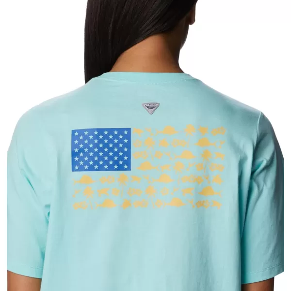 Columbia Womens Bramley Bay Relaxed TeeGulf StreamFish Friends Flag Graphic
