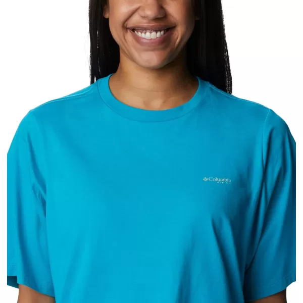 Columbia Womens Bramley Bay Relaxed TeeOcean TealPfg Triangle Graphic