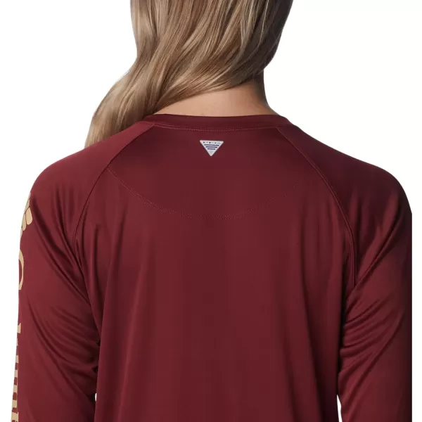 Columbia Womens CLG Tidal Tee Ls ShirtFlorida State Seminoles Fsu  Cabernet Sierra Tan