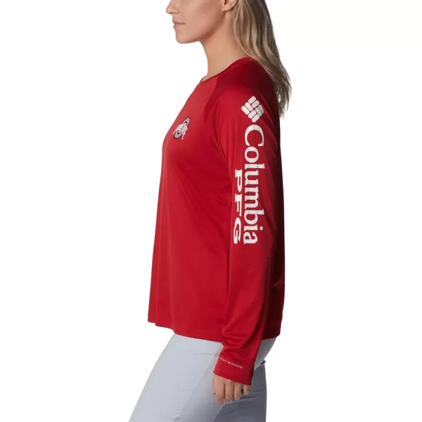 Columbia Womens CLG Tidal Tee Ls ShirtOhio State Buckeyes Os  Intense Red White