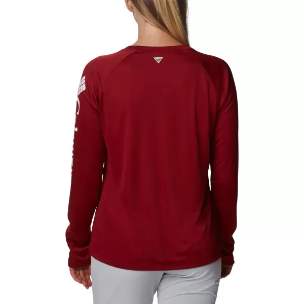 Columbia Womens CLG Tidal Tee Ls ShirtOklahoma Sooners Ok  Red Velvet White