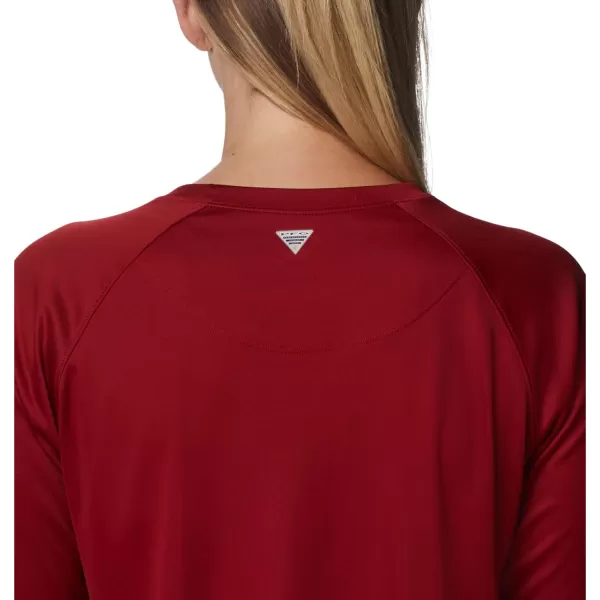 Columbia Womens CLG Tidal Tee Ls ShirtOklahoma Sooners Ok  Red Velvet White