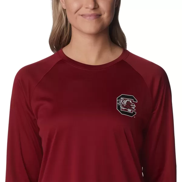 Columbia Womens CLG Tidal Tee Ls ShirtSouth Carolina Fighting Gamecocks Sc  Beet White