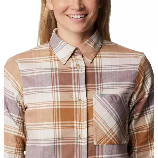 Columbia Womens Calico Basin Flannel Long Sleeve ShirtDusty Pink Dimensional Buffalo