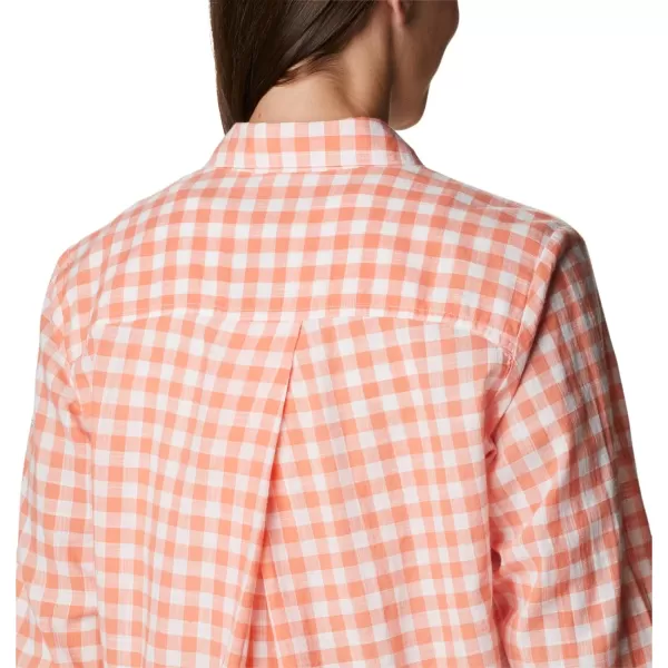 Columbia Womens Camp Henry Iii Ls ShirtCoral Reef Gingham
