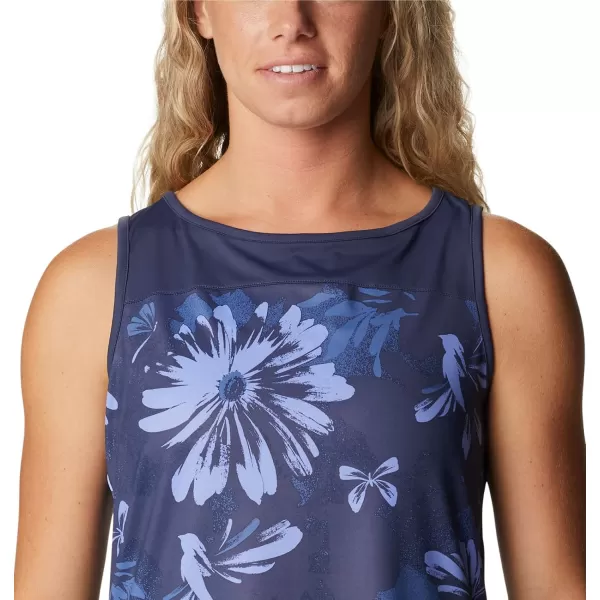 Columbia Womens Columbia Womens Chill River Tank Top Moisture Wicking Sun ProtectionNocturnal Daisy Party